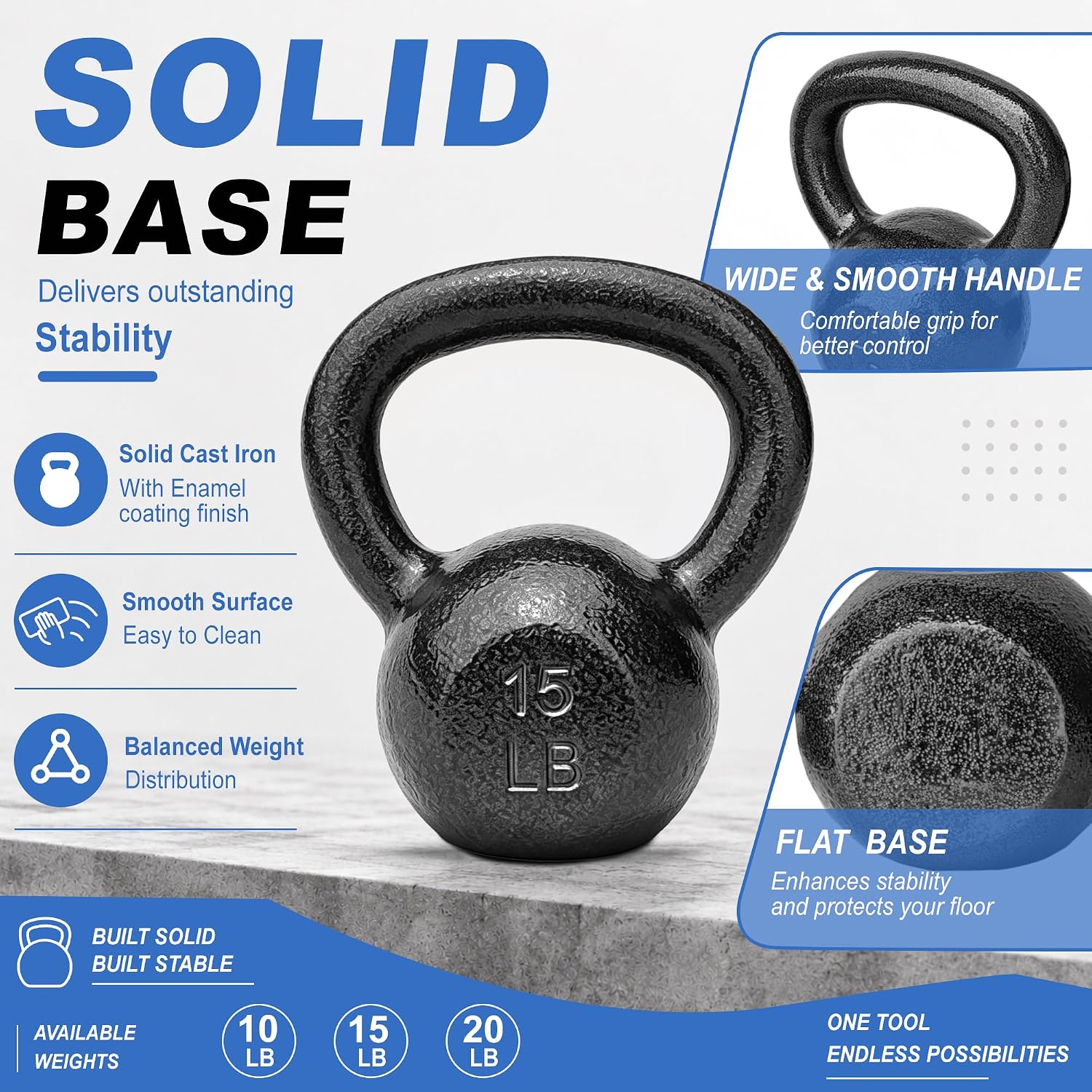 주철 케틀벨, 5~50파운드 무게, 가정용 헬스장에서  - Kettlebell 리뷰 및 가격